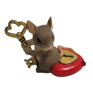 Fitz and Floyd Charming Tails Mouse "You Hold the Key to my Heart" Figurine